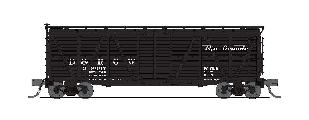 Broadway Limited N 40' Stock Car with Hog Sounds - Ready to Run -- Denver & Rio Grande Western (D&RGW) #39048 (black, Small Flying Grande)