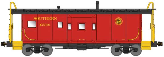 Bluford Shops International Car Bay Window Caboose Phase 1 - Ready to Run -- Southern Railway X3309 (Transition-Era, red, yellow Roman Lettering, SR Logo - 188-41141