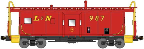 Bluford Shops International Car Bay Window Caboose Phase 2 - Ready to Run -- Louisville & Nashville 987 (red, yellow) - 188-42150