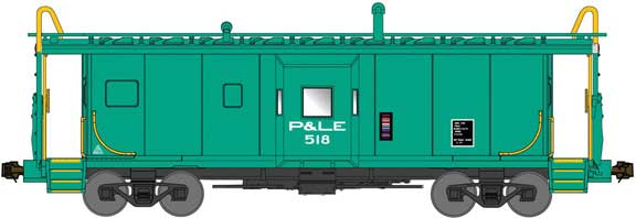 Bluford Shops N International Car Bay Window Caboose Phase 2 - Ready to Run -- Pittsburgh & Lake Erie  #518 (deepwater green)