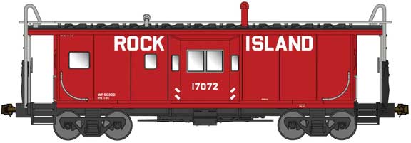 Bluford Shops International Car Bay Window Caboose Phase 3 - Ready to Run -- Rock Island 17072 (As-Delivered, red, black) - 188-43050