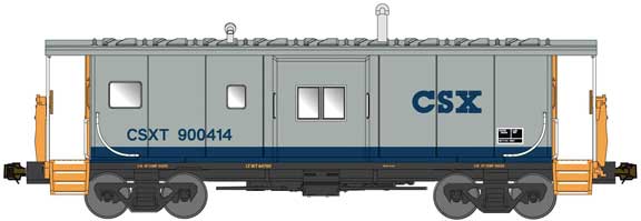 Bluford Shops International Car Bay Window Caboose Phase 4 - Ready to Run -- CSX 900415 (gray, blue, yellow) - 188-44165