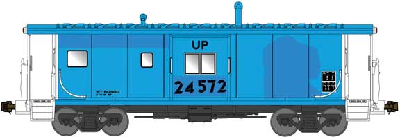 Bluford Shops N International Car Bay Window Caboose Phase 4 - Ready to Run -- Union Pacific #24572 (Patched Ex-RI, blue, white, black)