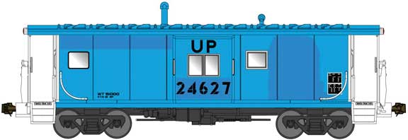 Bluford Shops N International Car Bay Window Caboose Phase 4 - Ready to Run -- Union Pacific #24627 (Patched Ex-RI, blue, white, black)