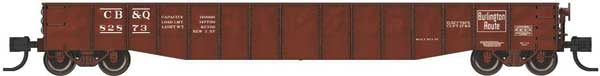 Bluford Shops N-Scale 52'6" 15-Panel Mill Gondola - Lightly Dented Sides - Ready to Run -- Chicago Burlington & Quincy #82873 (Boxcar Red, white)