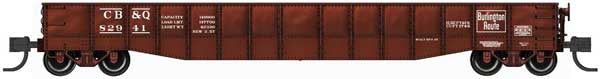 Bluford Shops N-Scale 52'6" 15-Panel Mill Gondola - Heavily Dented Sides - Ready to Run -- Chicago Burlington & Quincy #82941 (Boxcar Red, white)
