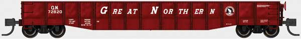 Bluford Shops N-Scale 52'6" 15-Panel Mill Gondola - Medium Dented Sides - Ready to Run -- Great Northern #72820 (red, white, Large Roadname Lettering, Small Rocky)