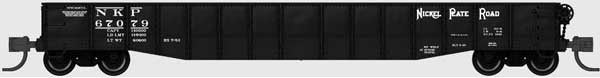 Bluford Shops N-Scale 52'6" 15-Panel Mill Gondola - Heavily Dented Sides - Ready to Run -- Nickel Plate Road #67079 (black, white)
