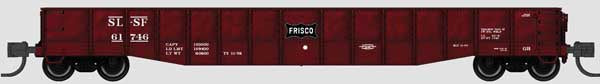 Bluford Shops N-Scale 52'6" 15-Panel Mill Gondola - Medium Dented Sides - Ready to Run -- St. Louis-San Francisco #61746 (Boxcar Red, white, black Frisco Coonskin Log