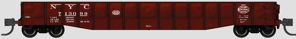 Bluford Shops N-Scale 52'6" 15-Panel Mill Gondola - Heavily Dented Sides - Ready to Run -- New York Central #713099 (Boxcar Red, white, System Logo)