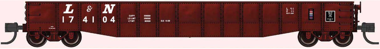 Bluford Shops N-Scale 52'6" 15-Panel Mill Gondola - Heavily Dented Sides - Ready to Run -- Louisville & Nashville #174104 (Boxcar Red, white)