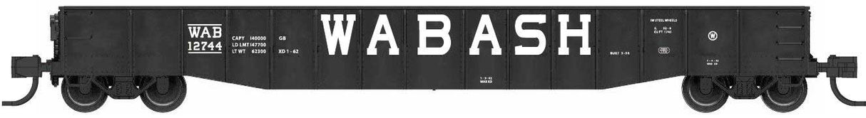 Bluford Shops N-Scale 52'6" 15-Panel Mill Gondola - Lightly Dented Sides - Ready to Run -- Wabash # 12706 (black, white)