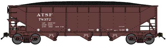 70-Ton Offset-Side 3-Bay Hopper w/Load - Ready to Run -- Santa Fe #78390 (Class Ga-121, Boxcar Red, No Logo)