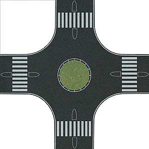 Busch HO Streets/Roadway 4-Way Roundabout (Traffic Circle) -- 12 x 12" 30 x 30cm