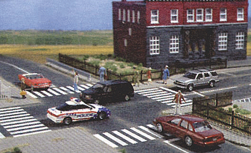 Busch 9712 HO Intersection w/Pedestrian Crossings -- Self Adhesive For 3-1/8" 8cm Street