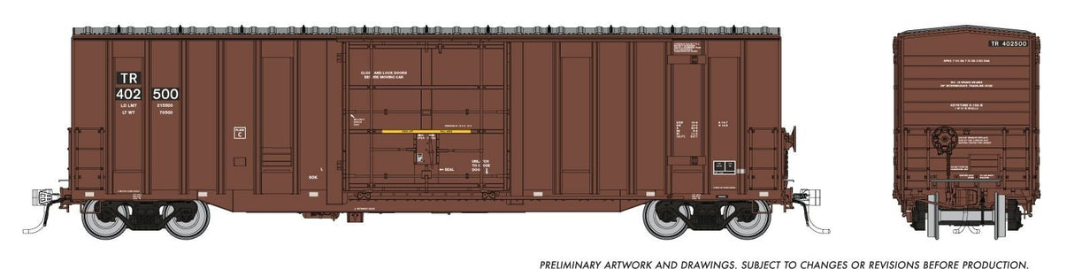 Rapido Trains HO Trenton Works 5277cuft boxcar: Tomahawk Railway: 3-Pack