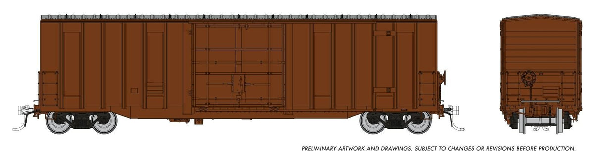Rapido Trains HO Trenton Works 5277cuft boxcar: Brown, Unlettered