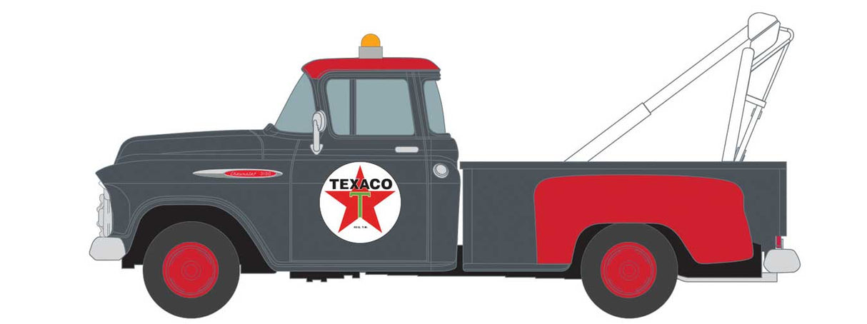 Mini Metals 1957 Chevrolet Stepside Tow Truck - Assembled - Mini Metals(R) -- Texaco (gray, red, white) - 221-30638