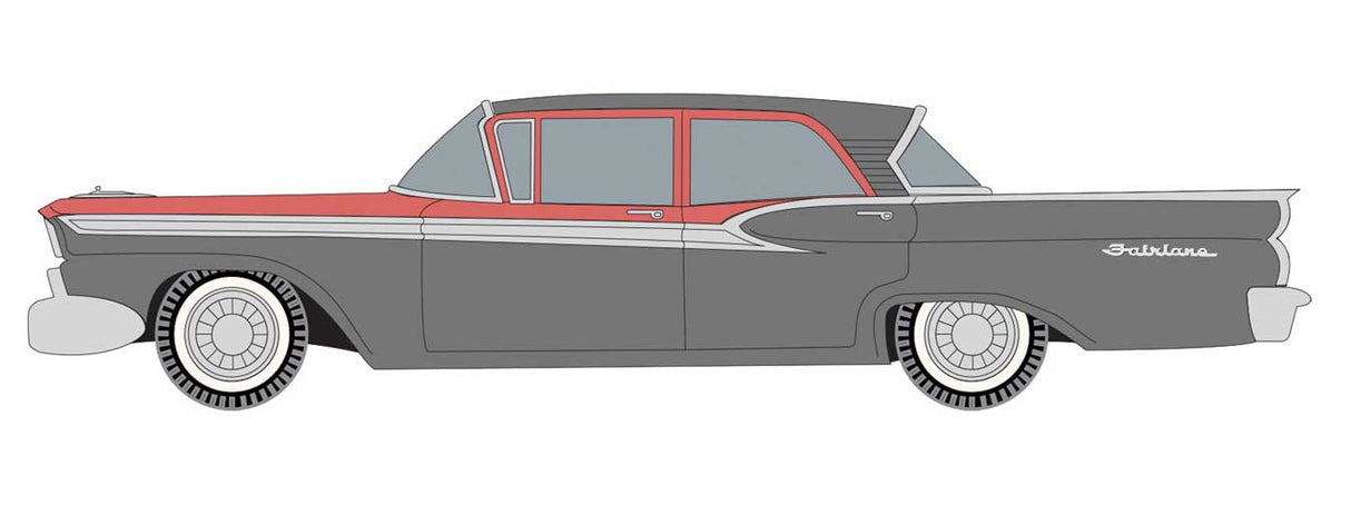 Mini Metals 1959 Ford Fairlane 4-Door - Assembled - Mini Metals(R) -- Geranium, Gunsmoke Gray - 221-30645