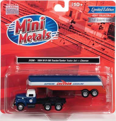 1954 IH R-190 Tractor w/Tank Trailer - Assembled -- Chevron (blue, white, red)