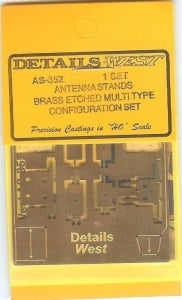 Details West HO Antenna Stands -- Multi-type Configuration Set (Brass) pkg(2) - 235-352
