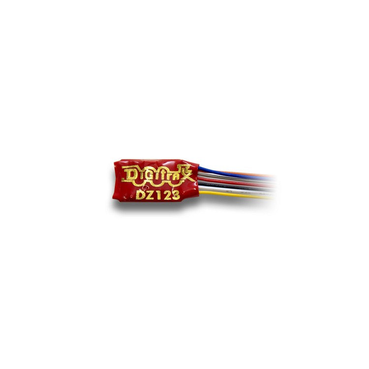 Digitrax Mobile DCC Decoders -- Wired, 1.0 Amp, 2-Function, No Back EMF - 245-DZ123