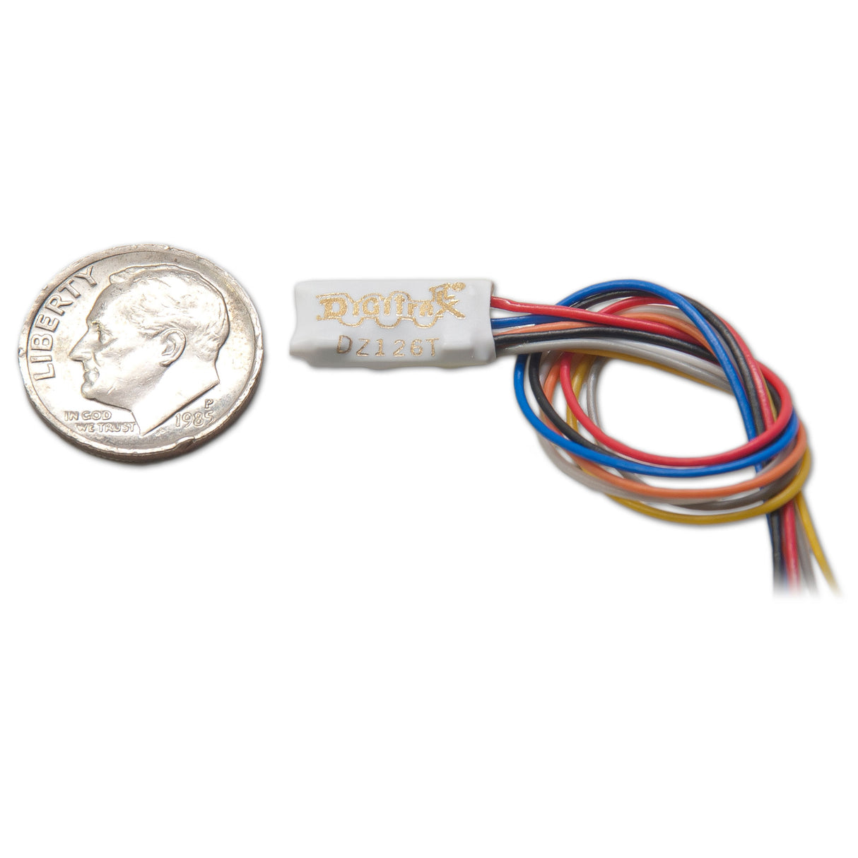 Digitrax DZ126T Tiny Series 6 Control Decoder -- 2 Functions, Wired, .55 x .28 x .128" 14 x 7.13 x 3.25mm - 245-DZ126T