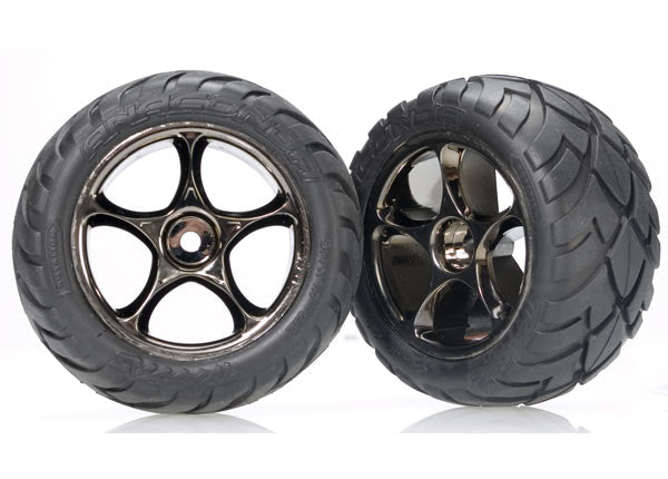 Traxxas 2478A Tires & Wheels, assembled (Tracer 2.2' black chrome Wheels, Anaconda 2.2' Tires with foam Inserts) (2) (Bandit Rear) - TRA2478A