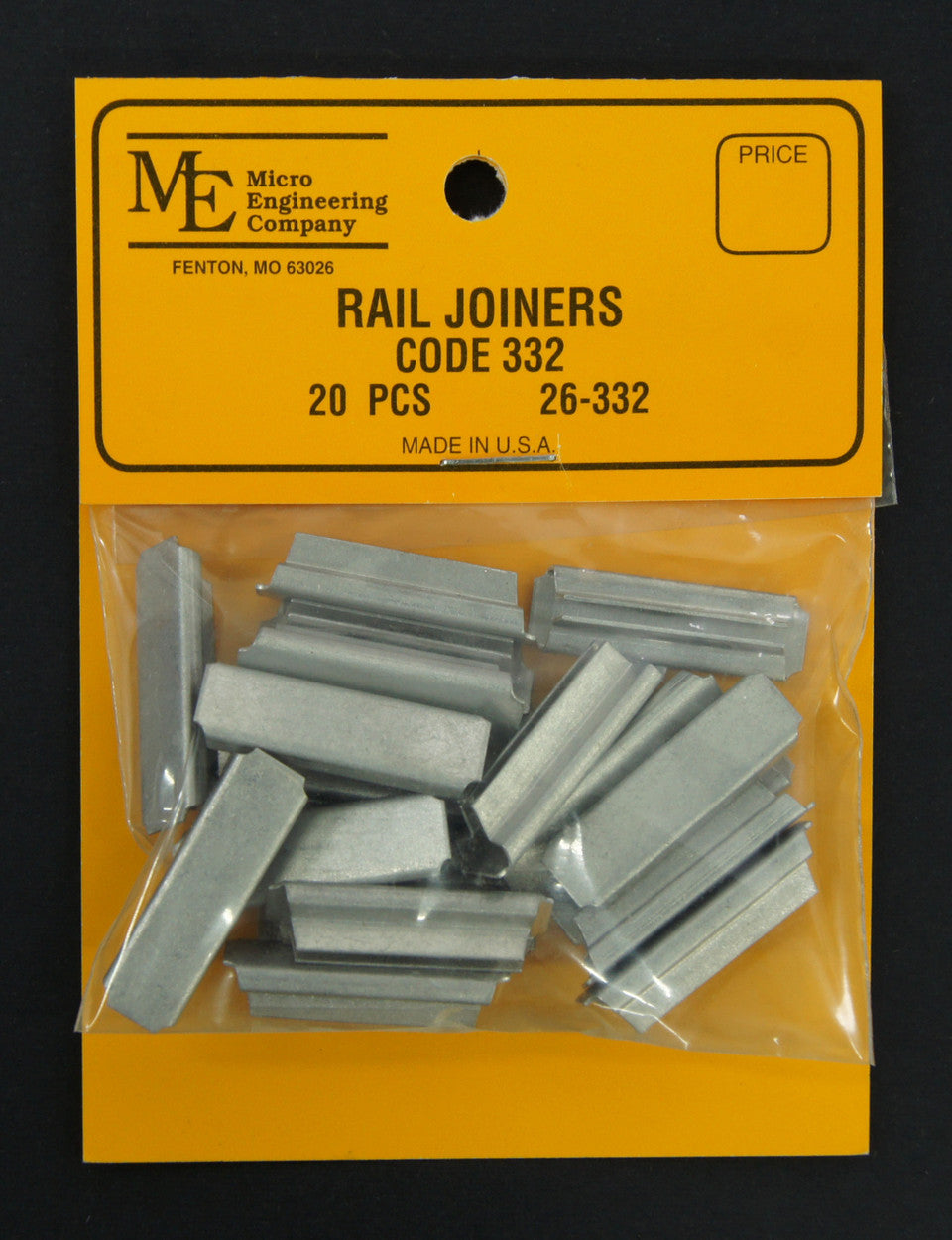 Micro Engineering 26-332 Code 332 Slip-On Type Rail Joiners -- Aluminum pkg(20)