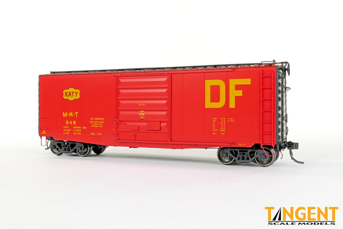 Tangent HO Missouri–Kansas–Texas (MKT) Delivery 7-1961 40′ PS-1 9' Door Boxcar - #945