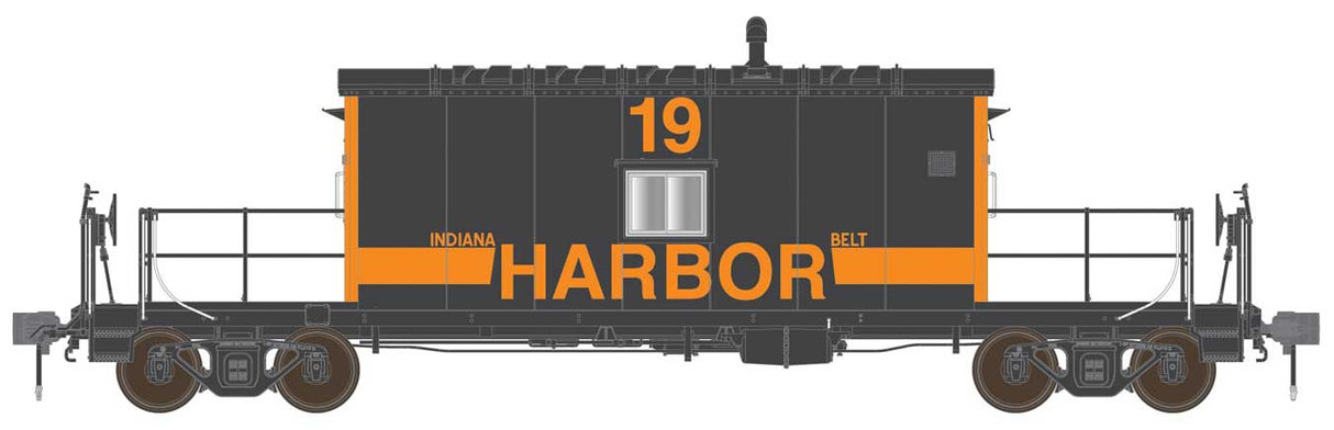 English's Model Railroad HO N9 Transfer Caboose - Ready to Run -- Indiana Harbor Belt (IHB) #22 (1990s, black, orange, black)