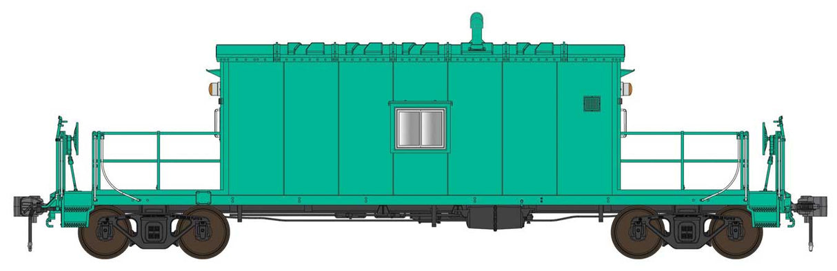 English's Model Railroad HO N9 Transfer Caboose with Flashing Marker - Ready to Run -- Painted, Unlettered (green)
