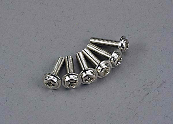 Traxxas 3186 Screws, 3x12mm washerhead machine (6) - TRA3186
