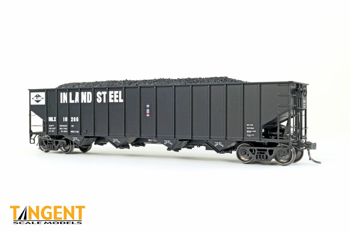 Tangent Scale Models HO Inland Steel (INLX) "Delivery Black 1968" IC Centralia Shops 3834CuFt Quad Coal Hopper - #10269