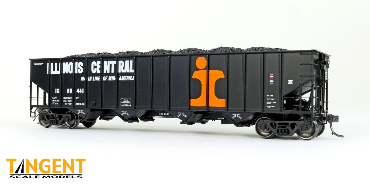 Tangent Scale Models HO Illinois Central (IC) "Delivery Black 1969" IC Centralia Shops 3834CuFt Quad Coal Hopper - #85244