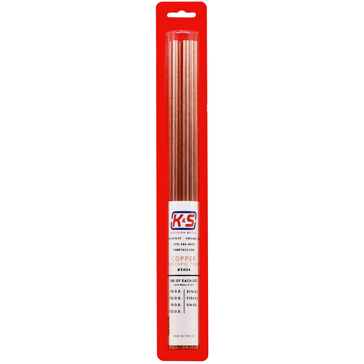 Telescopic Tubing Pack - 12" Long x .014" -- Copper 1/16 to 1/4" O.D., 7 Pieces