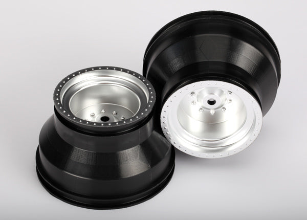 Traxxas 3664 Wheels , satin chrome , dual profile (2.0' outer , 3.0' inner) (2WD electric Rear) (2) - TRA3664