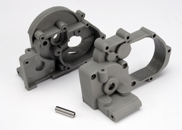 Traxxas 3691A Gearbox halves (Left & Right) (grey) w/ idler gear shaft - TRA3691A
