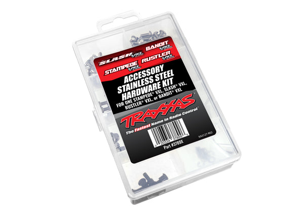 Traxxas 3789X Hardware kit, stainless steel, Slash VXL/Bandit VXL/Stampede VXL/Rustler VXL (contains all stainless steel Hardware used on Slash VXL, Bandit VXL, Stampede VXL, or Rustler VXL)