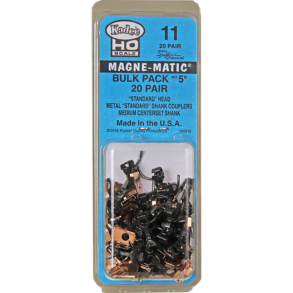 Kadee #11 Bulk Pack No.5(R) Knuckle Couplers -- No Draft Gear Boxes - 20 Pairs - 380-11