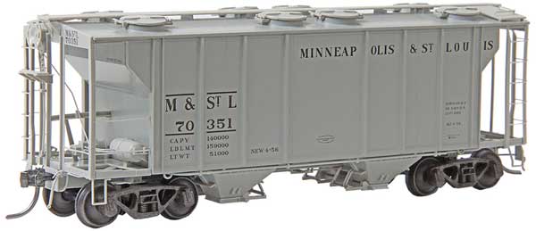 Kadee PS-2 2-Bay Covered Hopper - Ready to Run -- Minneapolis & St Louis #8343 - 380-8343