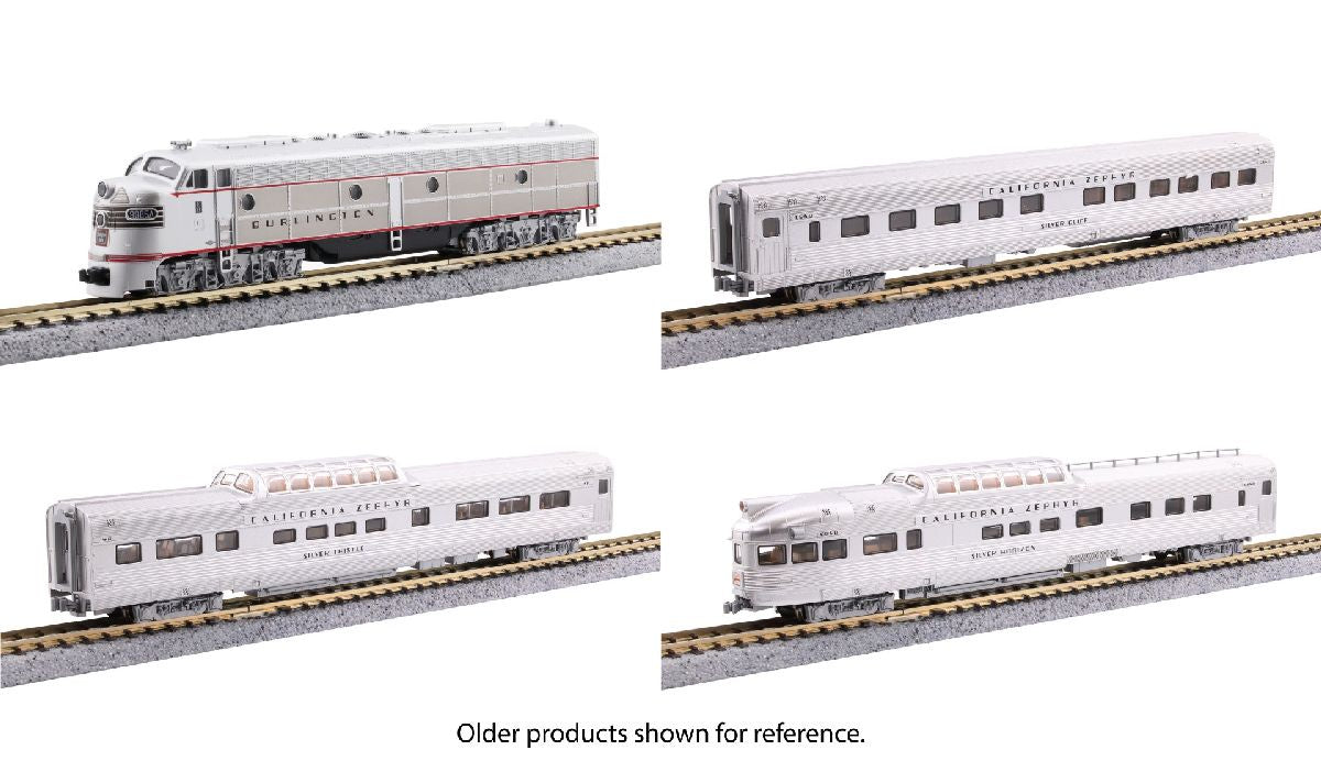 Kato 106058S1 N Scale EMD E8A California Zephyr Set - DCC & Sound w/Lights - Ready to Run -- Chicago Burlington & Quincy #9942B w/4 Cars