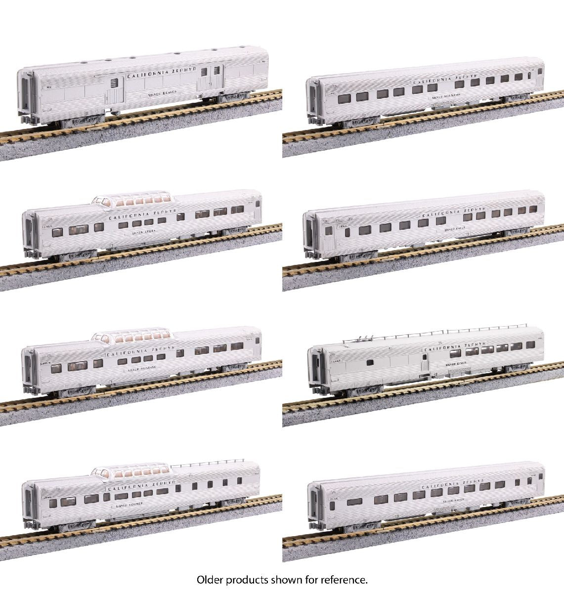 Kato 106-059 N Scale California Zephyr 8-Car Set - Ready to Run -- CB&Q & WP (silver)