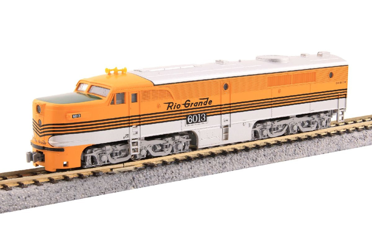 Kato 176-4123 N Scale Alco PA1 - Standard DC - Ready to Run -- Denver & Rio Grande Western #6003 (4-Stripe, orange, silver, black)