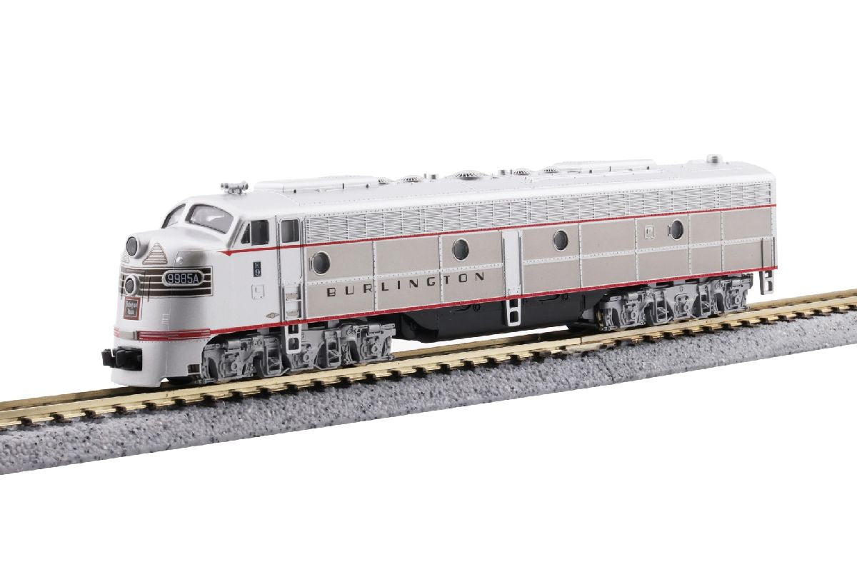 Kato 1765102DCC N Scale EMD E8A - DCC Equipped - Ready to Run -- Chicago Burlington & Quincy #9942B (silver, black red)