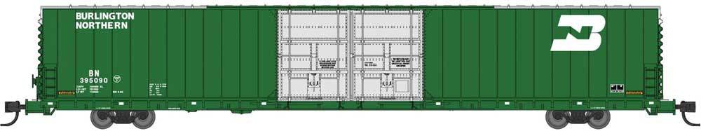 Bluford Shops N Pullman-Standard 86' Auto Parts Double-Door Boxcar - Ready to Run -- Burlington Northern #395081 (Cascade Green, white)