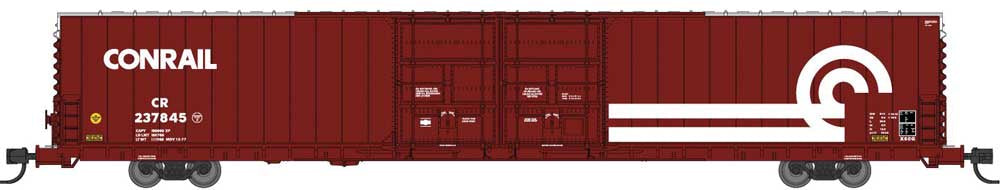 Bluford Shops N Pullman-Standard 86' Auto Parts Double-Door Boxcar - Ready to Run -- Conrail #237845 (Boxcar Red, white, Huge Logo)