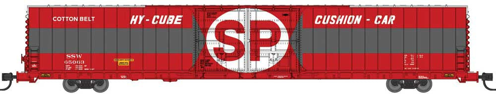 Bluford Shops N Pullman-Standard 86' Auto Parts Double-Door Boxcar - Ready to Run -- Cotton Belt SSW #65070 (As-Delivered, red, gray, white)
