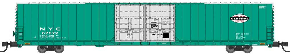 Bluford Shops N Pullman-Standard 86' Auto Parts Double-Door Boxcar - Ready to Run -- New York Central #67649 (Jade Green, silver, Small Cigar Band Logo)