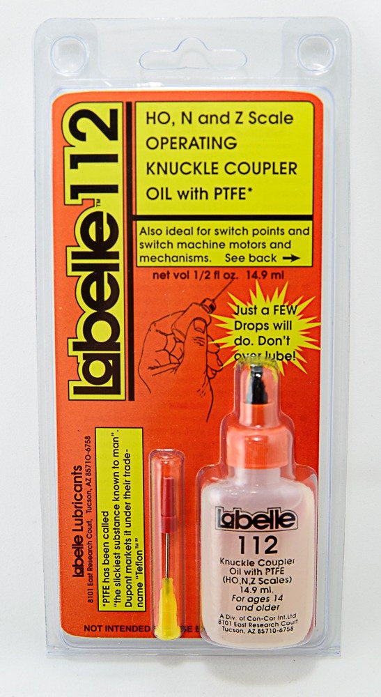 Labelle Knuckle Coupler Lubricant - 1/2oz 14.8mL -- High Viscosity for HO, N & Z Scale Knuckle Couplers - 430-112